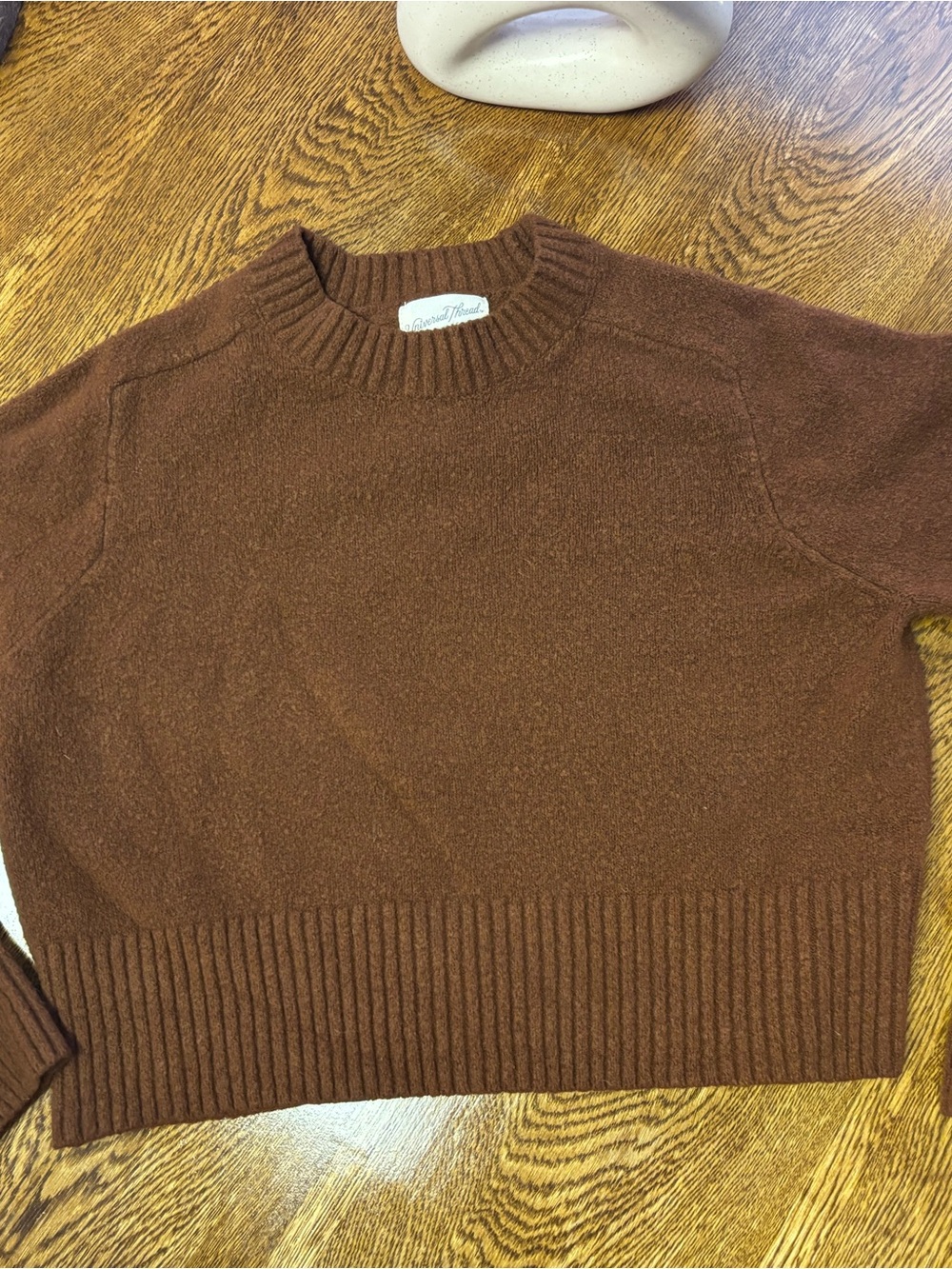 Universal Thread Cropped Crewneck Sweater - Brown